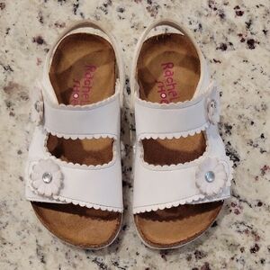 Rachel Shoes White Kids Sandals with Floral Design